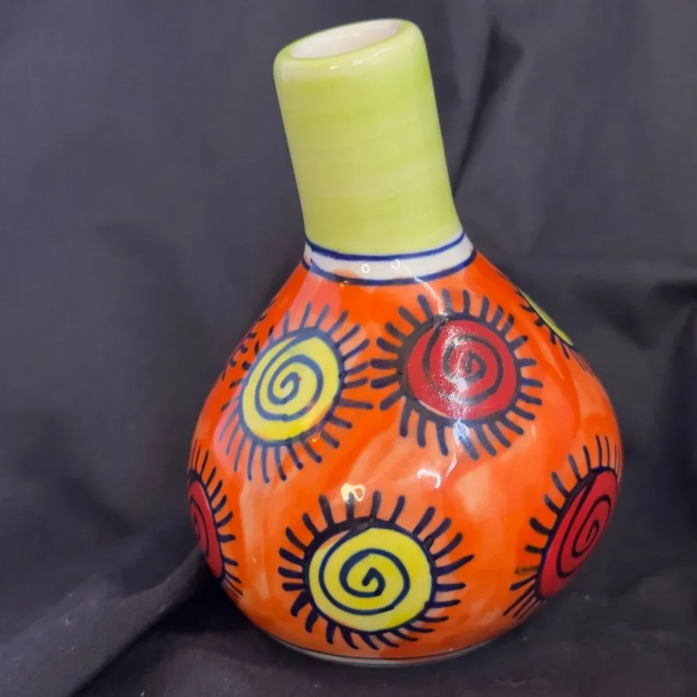 Mini Bud Vase Glossy Orange Green 5